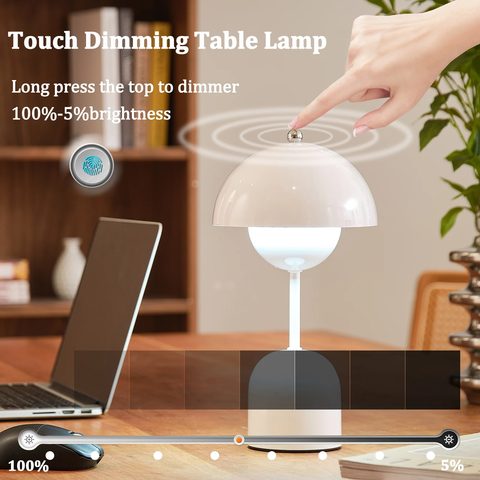 USB充電式キノコテーブルランプ三色調光屋内照明器具LED花のつぼみテーブルランプ屋内装飾ランプ