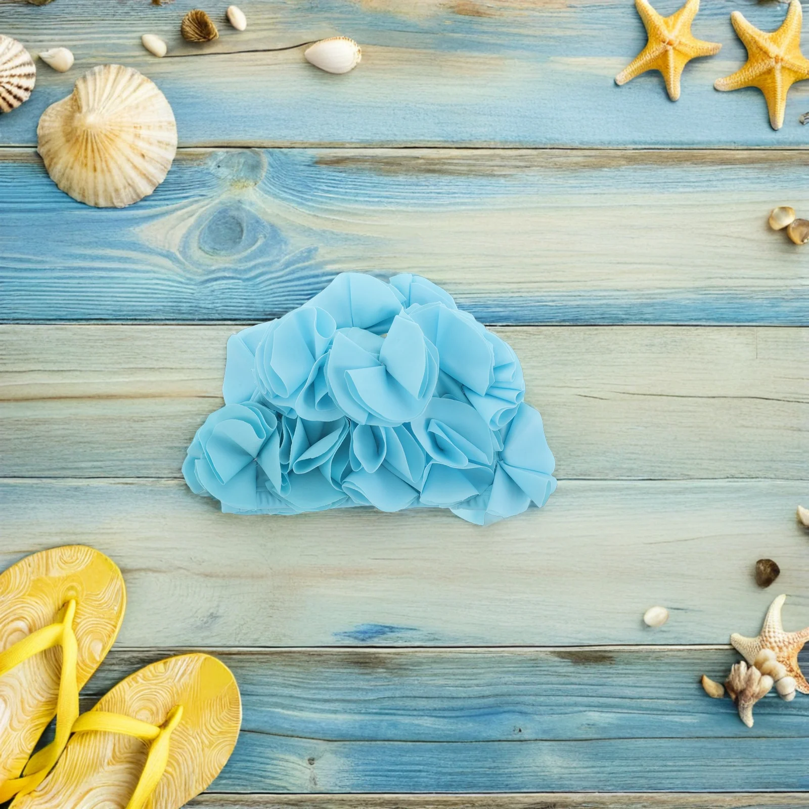 

Swim Cap Women Floral 3D Large Flower Design Waterproof Stretchy Wear-Resistant Long Hair Bathing Cap Bathing Hat