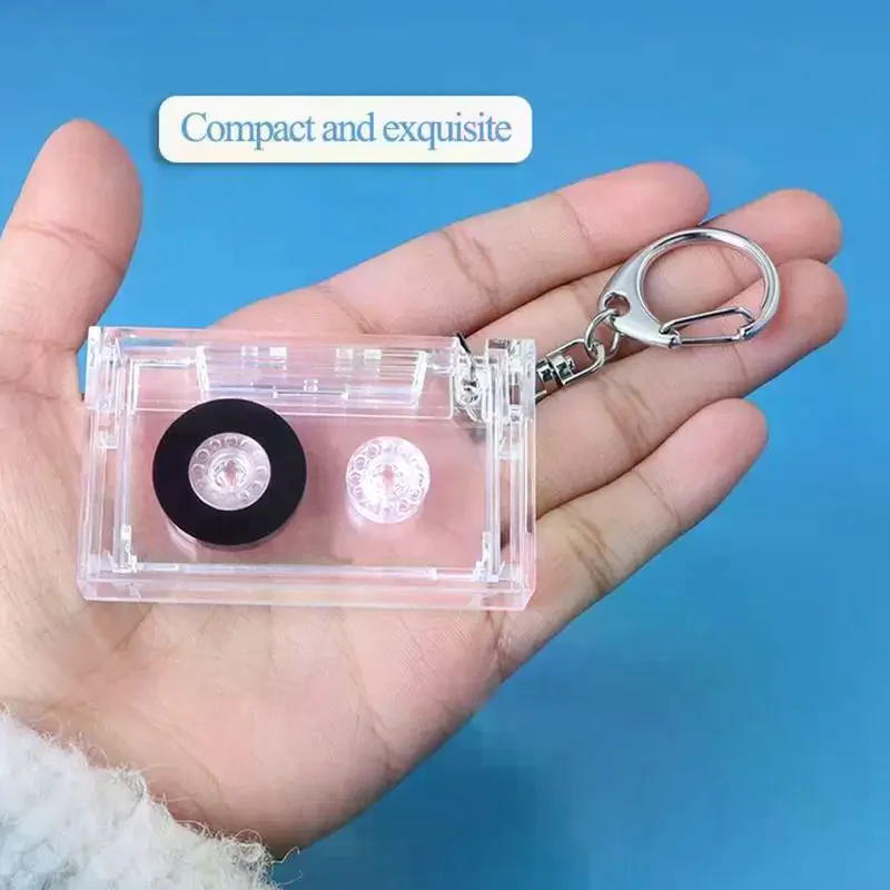 Mini Blank With Magnetic Tape Clear Storage Box Keychain Peripheral Commemorate Key Holder DIY Backpack Pendant