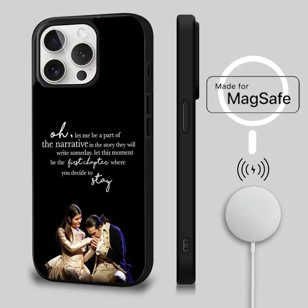 حافظة هاتف هاميلتون الموسيقية لهواتف iPhone 16,15,14,13,12,11,Pro,Max,Plus,Mini,SE شحن لاسلكي مغناطيسي جديد Magsafe