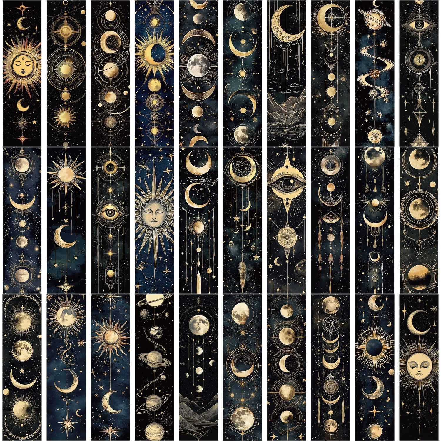 30PCS Mysterious Celestial Body Bookmark Reading Enthusiast Book Tag Bookmarks Pages Book Mark Cartoon Annotated Notebook