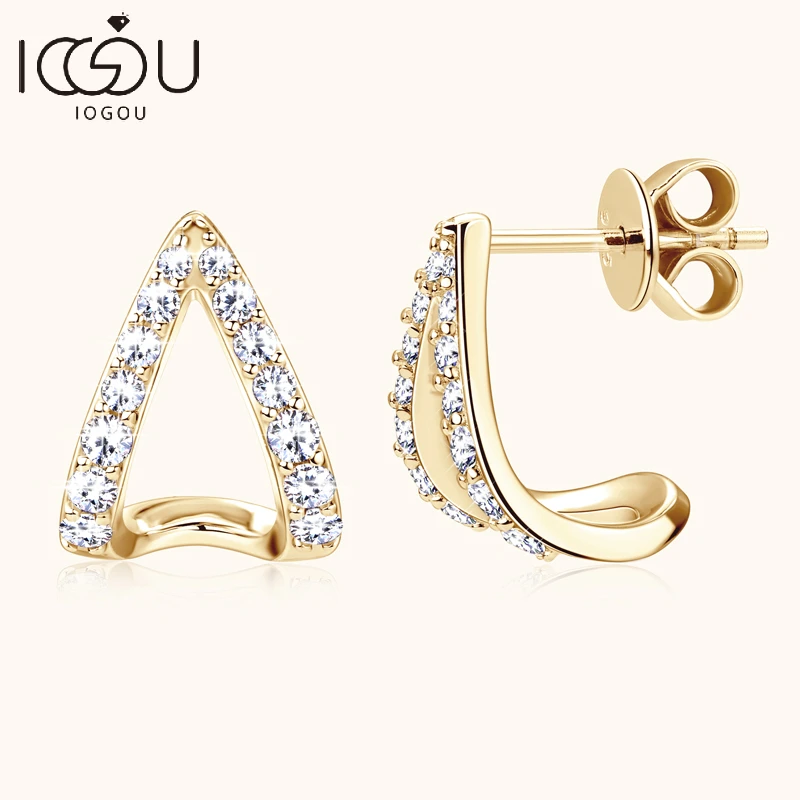 

IOGOU Unique Moissanite Stud Earrings for Women 925 Sterling Silver Original Certified Funny Huggies Earrings Engagement Jewelry