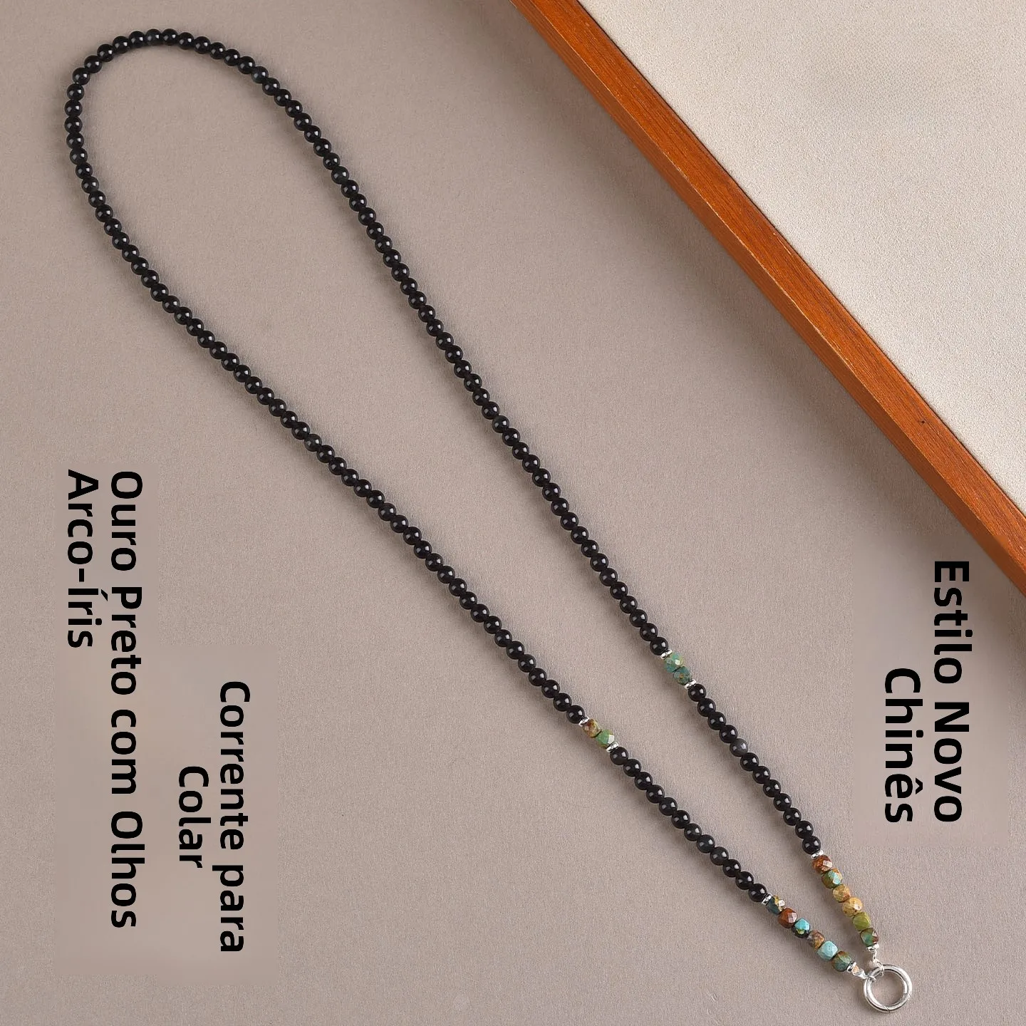 natural-black-obsidian-pendant-necklace-s925-pure-silver-spring-buckle-buddha-amulet-chain-turquoise-dangle-chain-fashion-jew