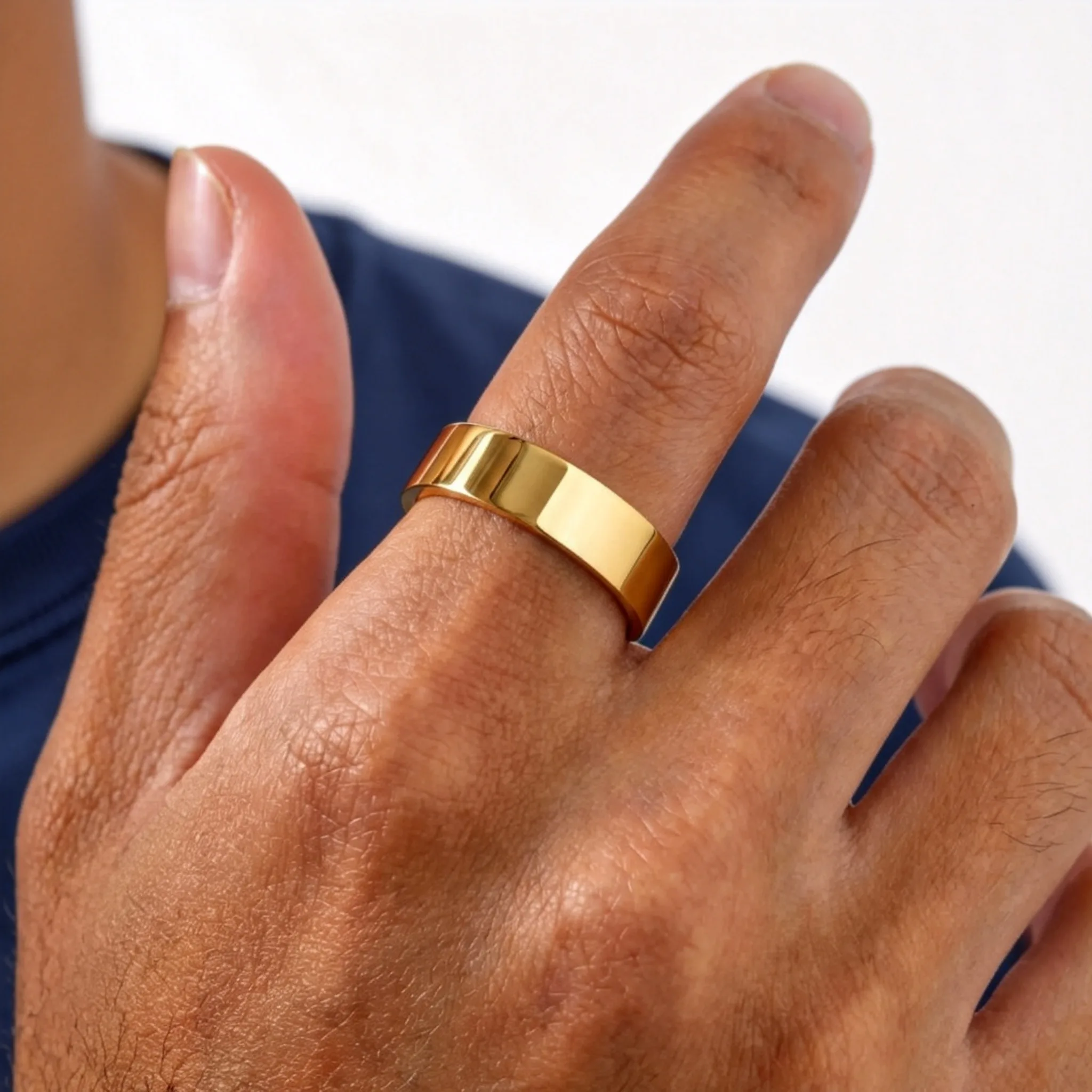 2/4/6/8mm Edelstahl-Biegering für Männer und Frauen, vergoldeter flacher Ehering, Verlobungsring, Geschenk für Vater, Sohn, Ehemann, Ihn – Detail 2