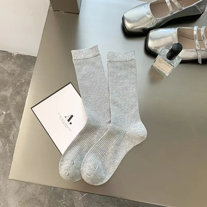 1/6 Paar Damen-Halbsocken für Herbst und Winter, einfarbig, warm, bequem, modisch, schlicht, im koreanischen Stil, lässig, gestapelt. – Detail 16