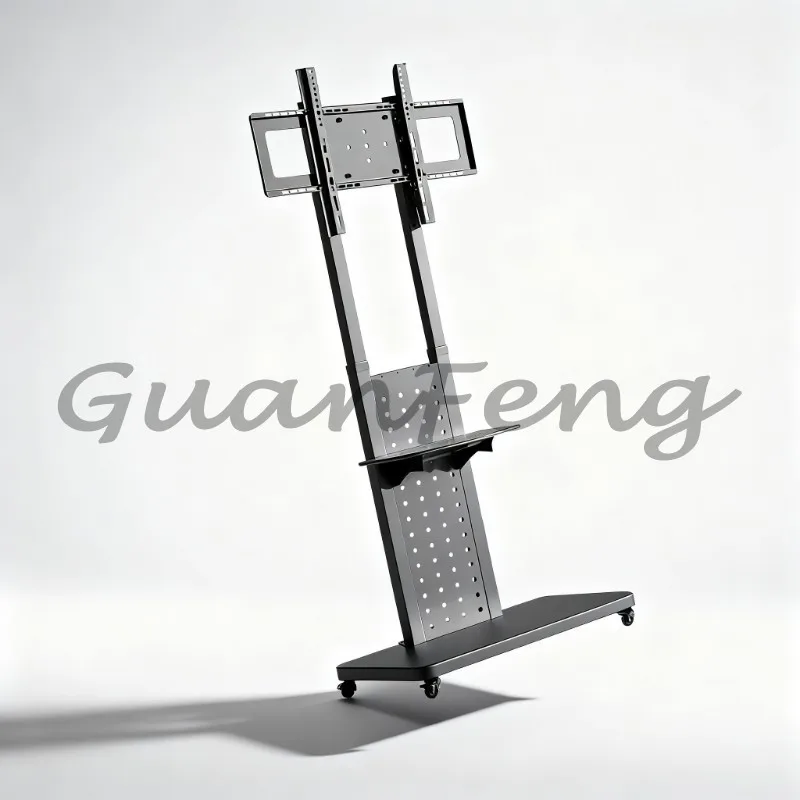 Height Adjustable Rotating Mobile TV Floor Stand, Vertical TV Bracket for 32‑65 Inch, Max 50KG Load Capacity