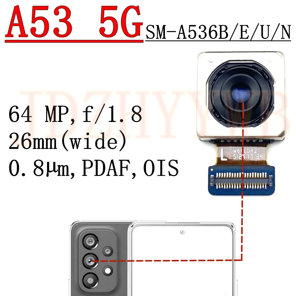 

Передняя задняя камера для Samsung Galaxy A53 5G A536B A536U Фронтальная камера для селфи Широкий основной модуль задней камеры Гибкий кабель