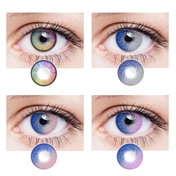 2pcs Colored Contact Lenses with Diopters Graduated Beautiful Pupil Prescription Correct Myopia Hydrophilic Cosmetics Accessory