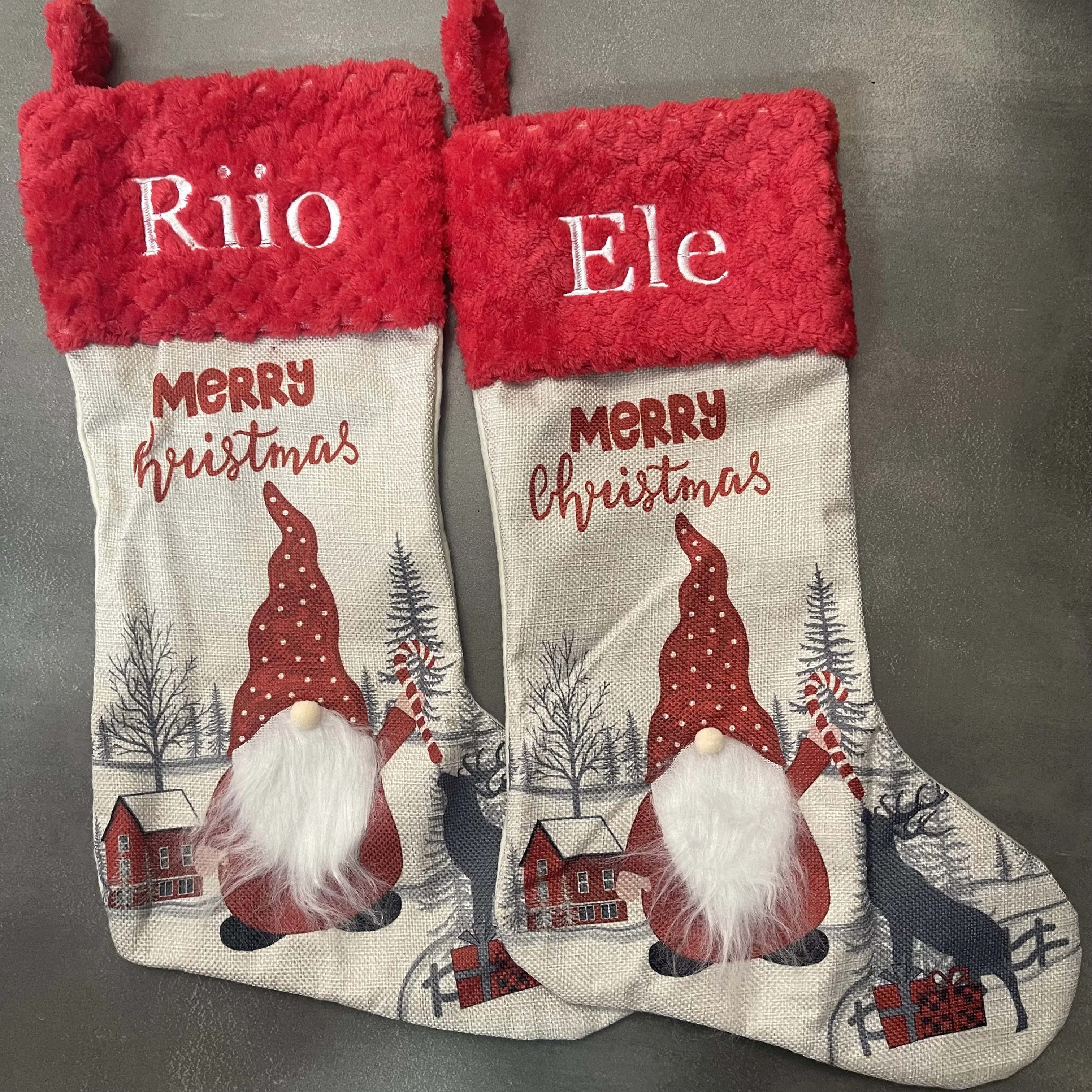 

New Christmas Stocking Custom Embroidered Name Christmas Socks Christmas Party Gift Bag Merry Christmas Home Decoration Stocking