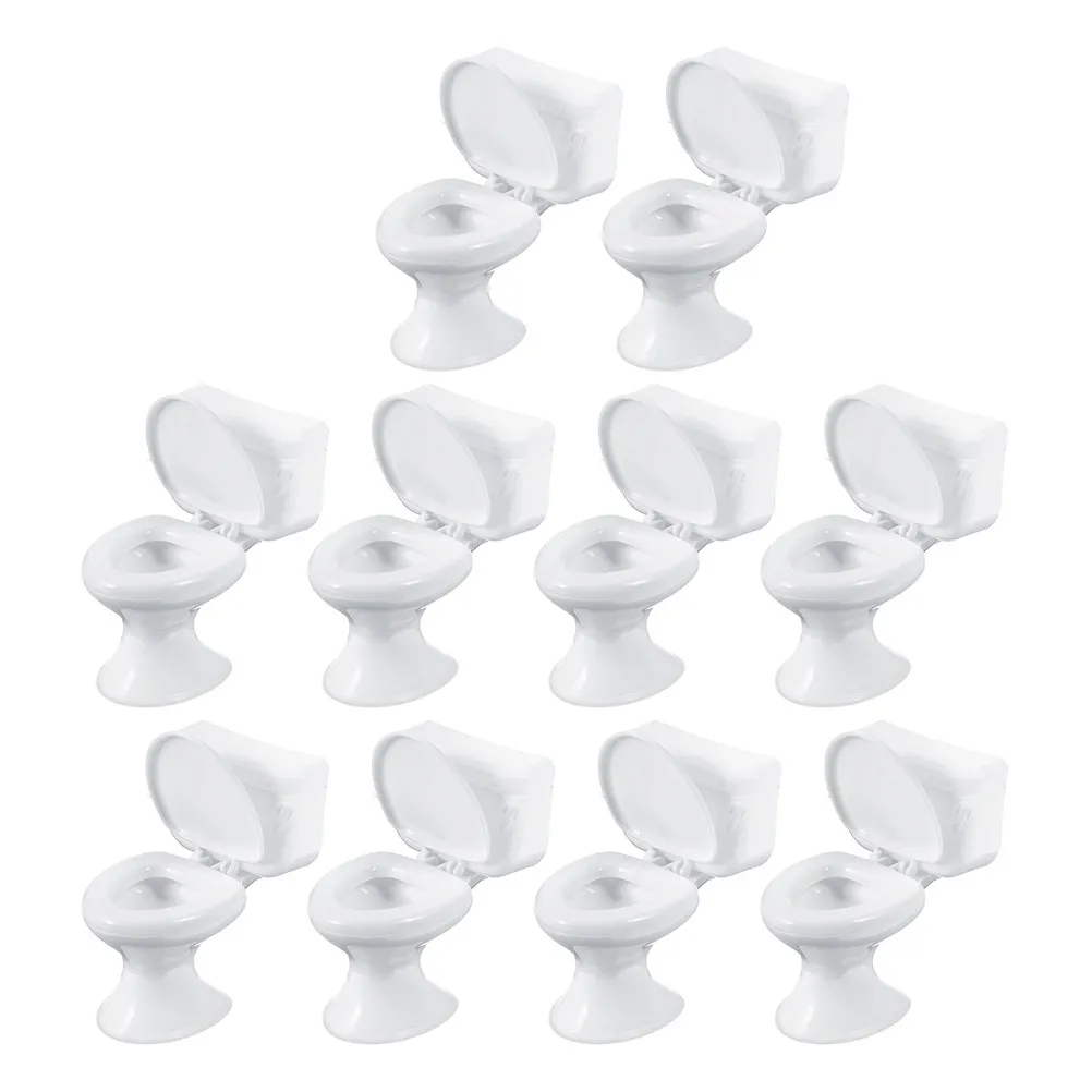 10Pcs Realistic Mini Toilet Set Dollhouse Furniture Accessories Tiny Bathroom Decor for Mini House Scale Play Scene Enhancement