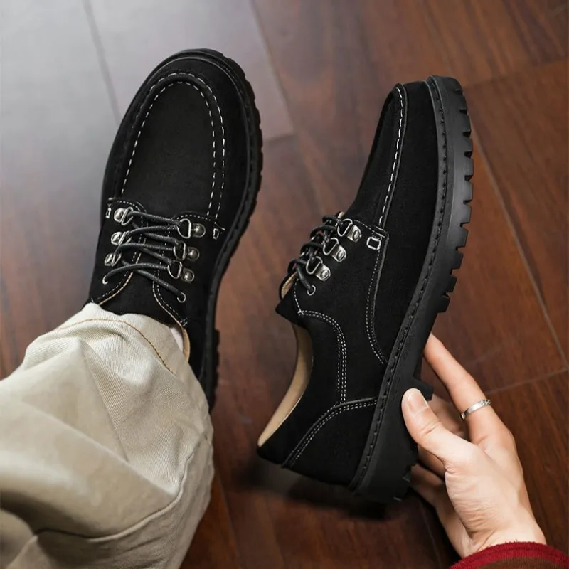 2026 Men's Suede Leather Casual Shoes Handmade Comfortable Men Business Walking Shoes Luxury Brand Male Dress Footwear De Hombre