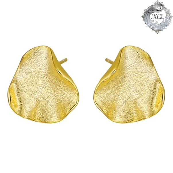 

XCL S925 Sterling Silver Matte Geometric Circular Earrings for Women with Irregular and Irregular Pattern Design Earrings