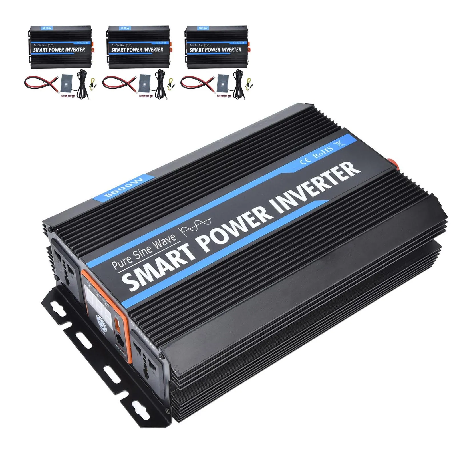 عاكس الطاقة عاكس الطاقة محول الطاقة الشمسية جيبية نقية شاشة ديجيتال 12 فولت إلى التيار المتناوب 220 فولت محول محول الطاقة الشمسية