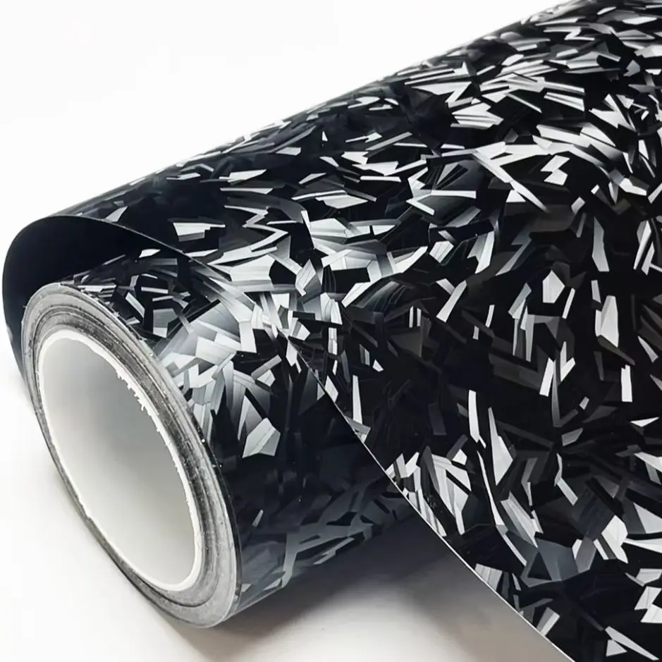 Premium PET Black Forged Carbon Fiber Vinyl Wrap Film With Air Release Self Adhesive Car Wrapping Motorcycle DIY Decal Sticker