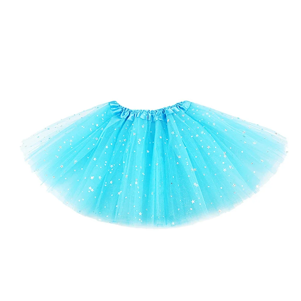 3Layer Women&Kid Fluffy Pleated Thin Mini Tutu Skirt Cosplay Party Parent-child Transparent Sequin Dance Performance Short Skirt