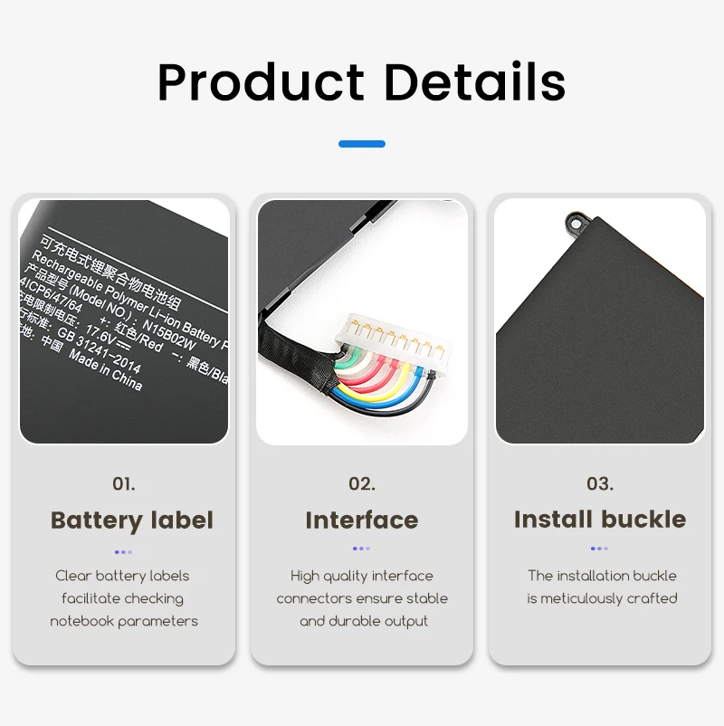 BNN SeagullStar N15B02W Battery for Xiaomi 14 II TM1705 RedMibook 4ICP6/47/64 TM1802-AF TM1802-AG TM1802-BL 2600mah