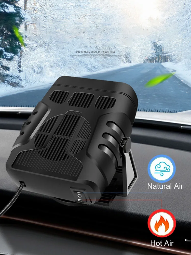 12V/24V Car Windshield Defogger Defroster Heating Cooling Fan Defogging Defrosting Heating Fan 2 in 1 Anti-Fog Automobile Heater