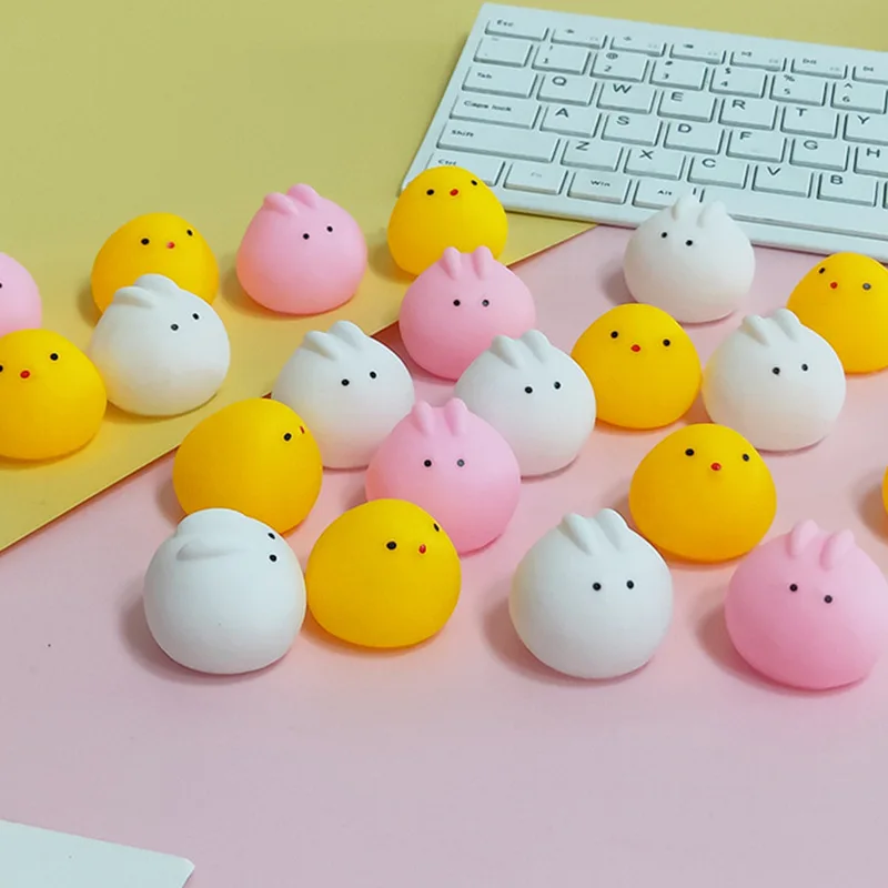Cute Squeaky Chicken & Rabbit Squeeze Toys, Stress Relief Funny Sound Bath Toys for Kids