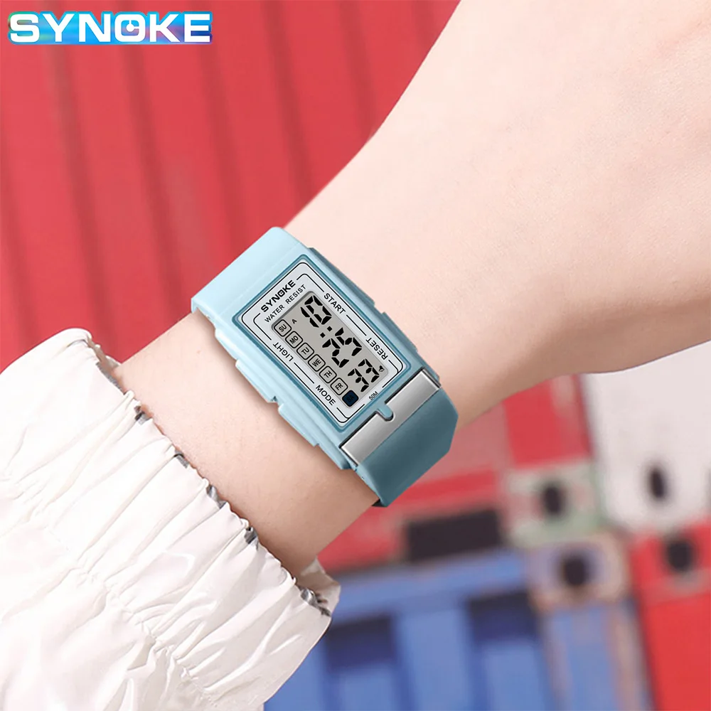 SYNOKE Digital Watches Lady Sports Wristband Multifunction Waterproof Chrono Wristwatch Outdoor Girls Fashion Student Men Watch