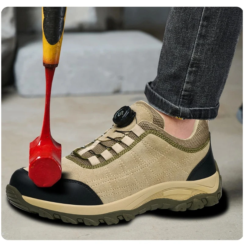 

Мужская рабочая защитная обувь из коровьей замши, противоожоговые сварочные ботинки со стальным носком, неразрушимые, устойчивые к проколам