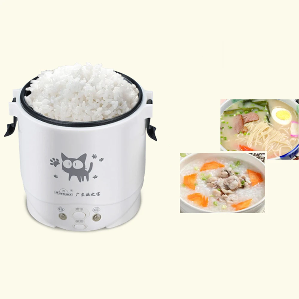 طباخ أرز صغير 1-2 شخص ، طباخ أرز متعدد الوظائف ، صندوق غداء لتسخين الطعام بالماء 1 لتر ، طبخ شاحنة سيارة