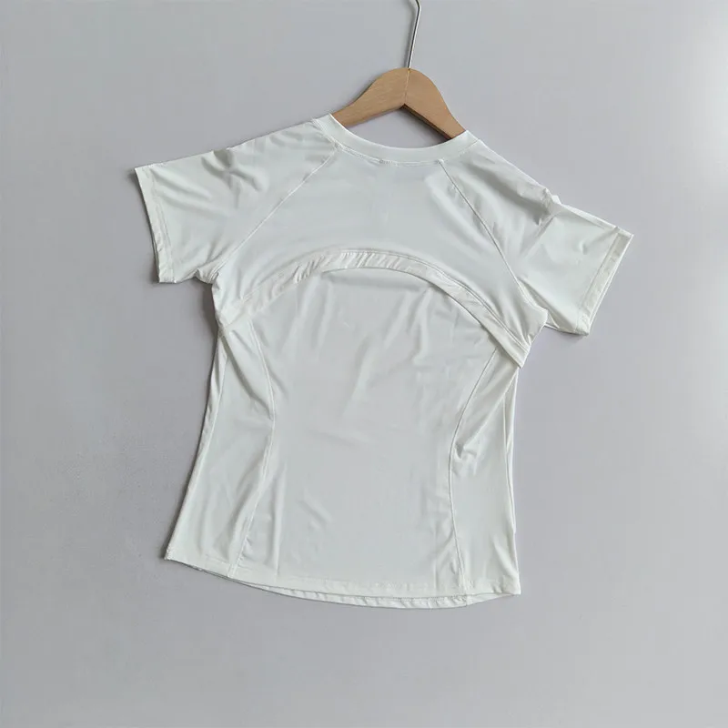 Sonnenschutz Eisseide Yoga-Bekleidung Kurzärmeliges Damen-Freizeit-Laufshirt für Outdoor-Sport Locker Sitzend Atmungsaktiv Fitness-Training T-Shirt