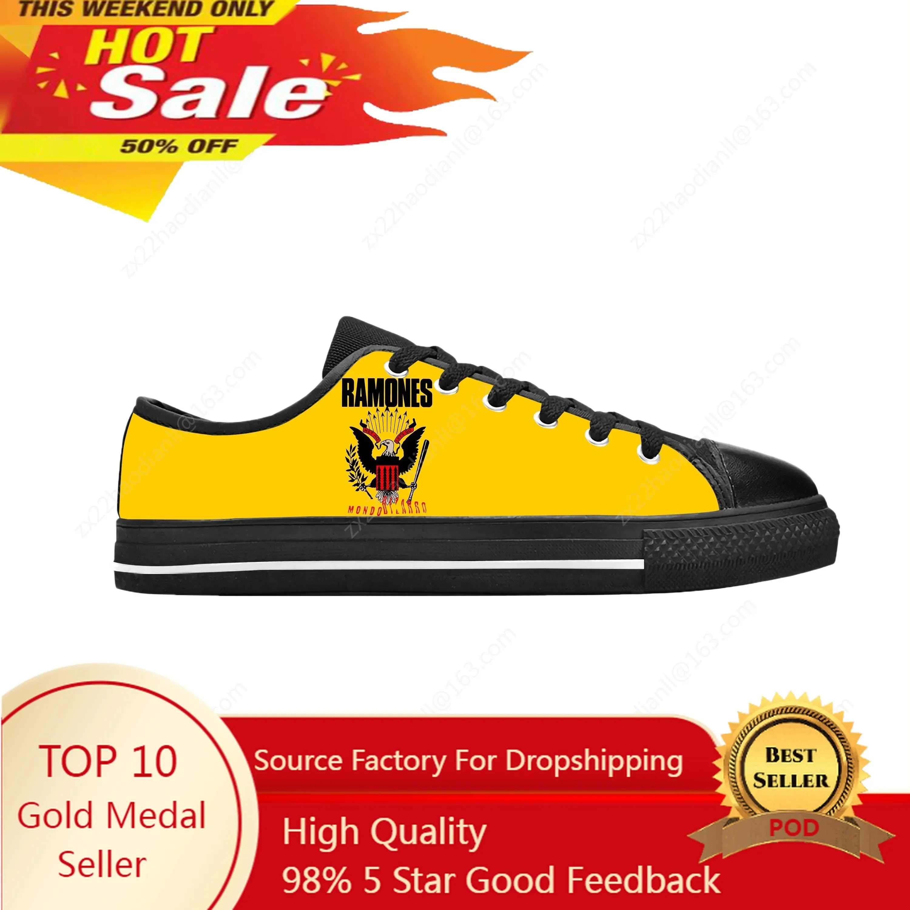 Punk Rock Band Music Singer Ramone Seal Eagle Cool Casual Cloth Shoes Low Top Comfortable Breathable 3D Print Men Women Sneakers