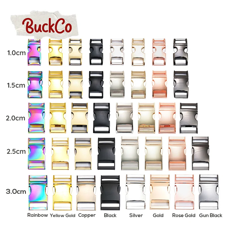 1pc Metal side release curved buckles durable plated buckle 10mm,15mm, 20mm, 25mm, 30mm dog collar paracord DIY accessories