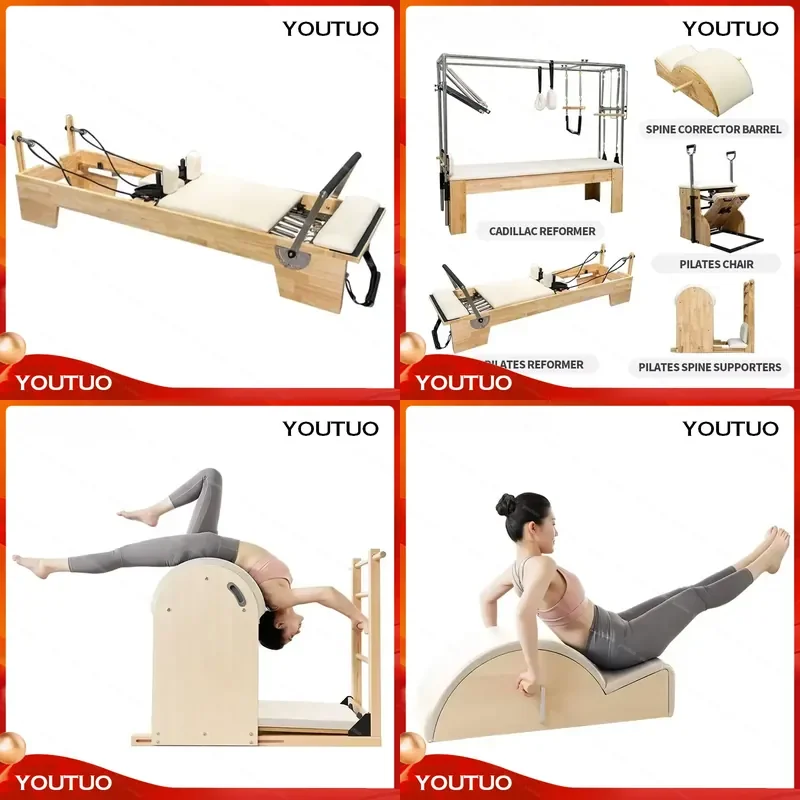 Pilates Remer Set Balanced Professional Yoga Fitness Wood Machine Bed Chair Equipment  Home Workout Body Training