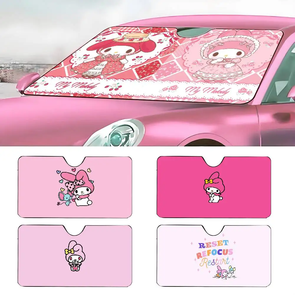 

SANRIO CUTE MELODY Автомобильный солнцезащитный козырек, зонтик от солнца на лобовое стекло автомобиля, защита от ультрафиолета и внутренний охладитель