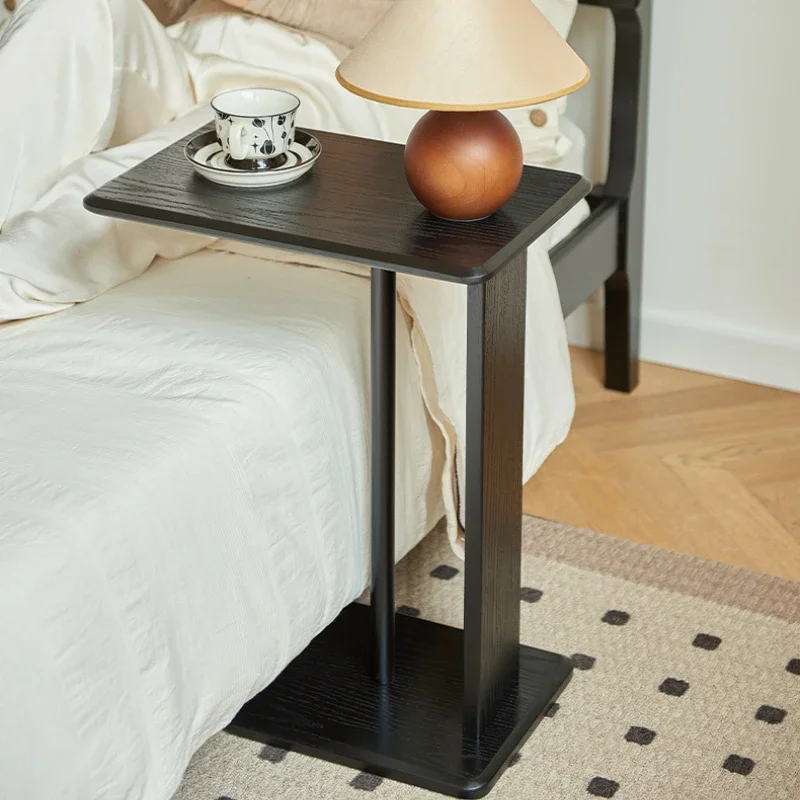 #Black Solid Wood End Table Modern Multi-Space Accent Furniture with Storage Shelf Compact Design for Sofa/Bedside Furniture