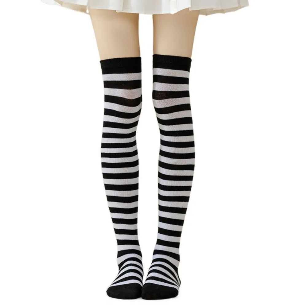 

Keep Warm Colorful Striped Stockings Japanese Style Soft Over Knee Socks Absorb Sweat Sexy Knee Thigh High Socks Xmas