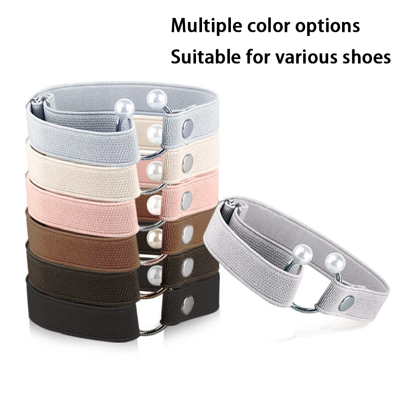 High-Heel Anti-Slip Strap Elastic Fixed Shoelaces U-shaped pearl buckle Shoe decoration Shoelaces 2Pcs/4Pcs