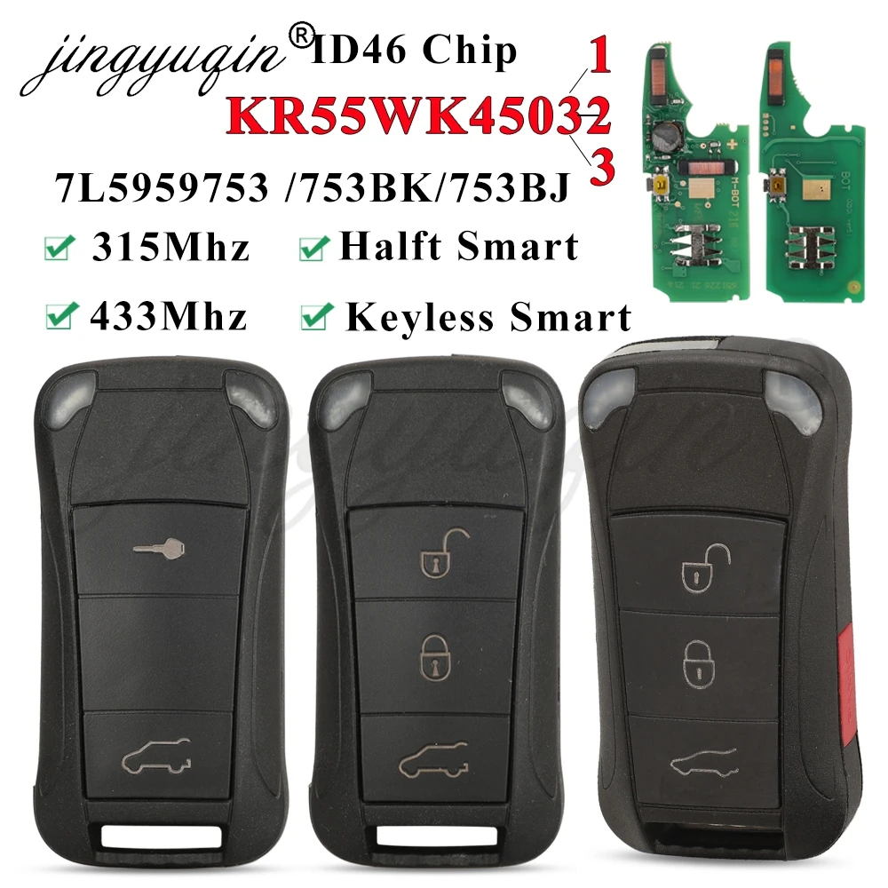 ID46 315/433MHz Flip Car Remote Control Key For Porsche Cayenne 2004-2011 PCF7946/7942 KR55WK45021 /22 /32 7L5959753 /BJ/BK
