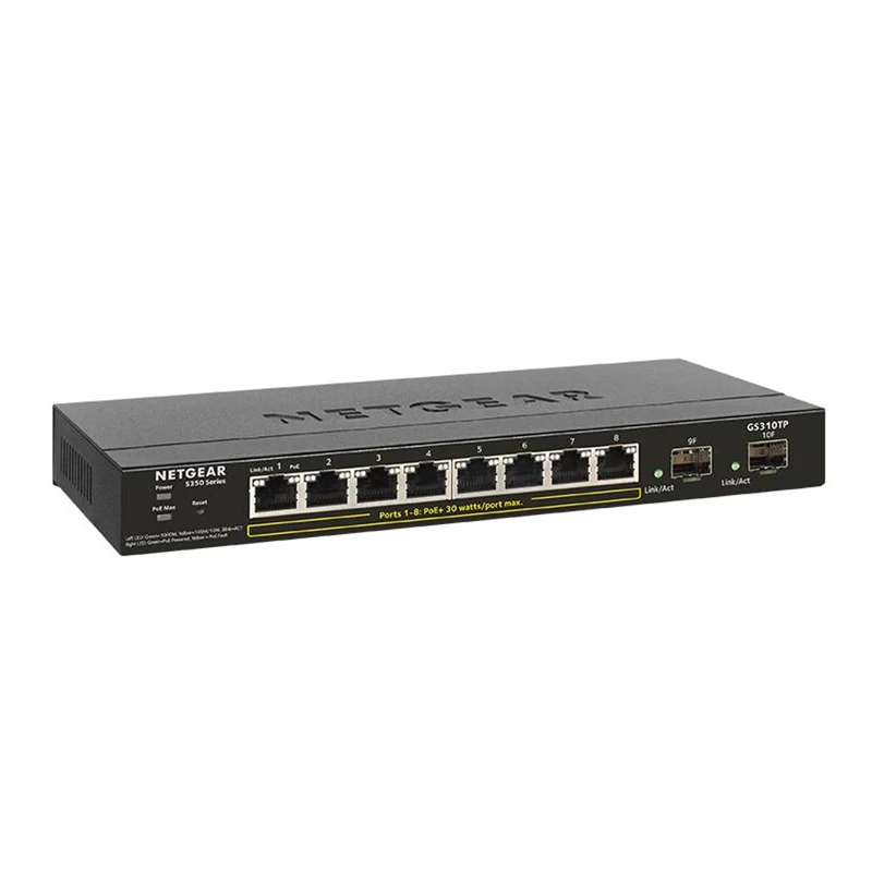 

NETGEAR GS310TP 8-Port Gigabit Ethernet PoE+ Smart Switch With 2 Dedicated SFP Ports 55W