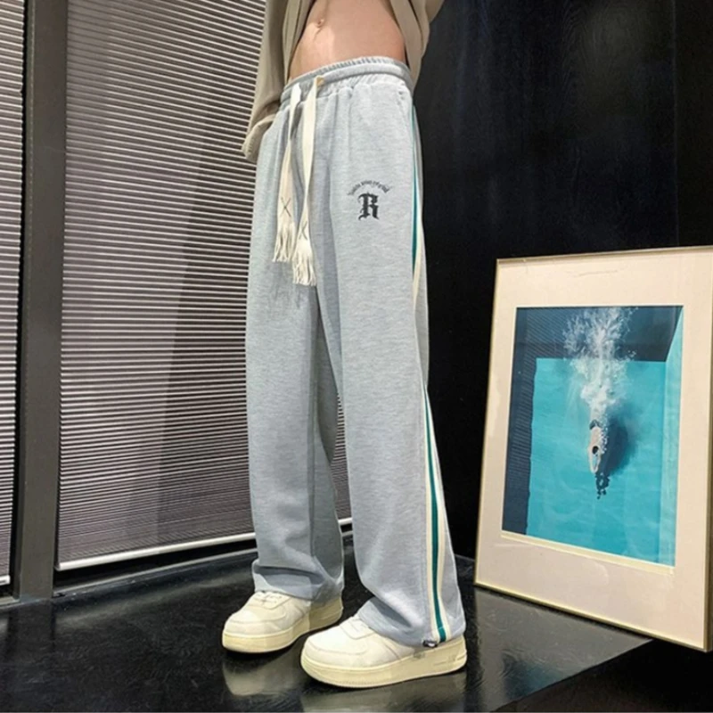 

Мужские легкие летние джоггеры с вафельной текстурой, черные, прямого кроя, с эластичными манжетами, свободные повседневные спортивные брюки