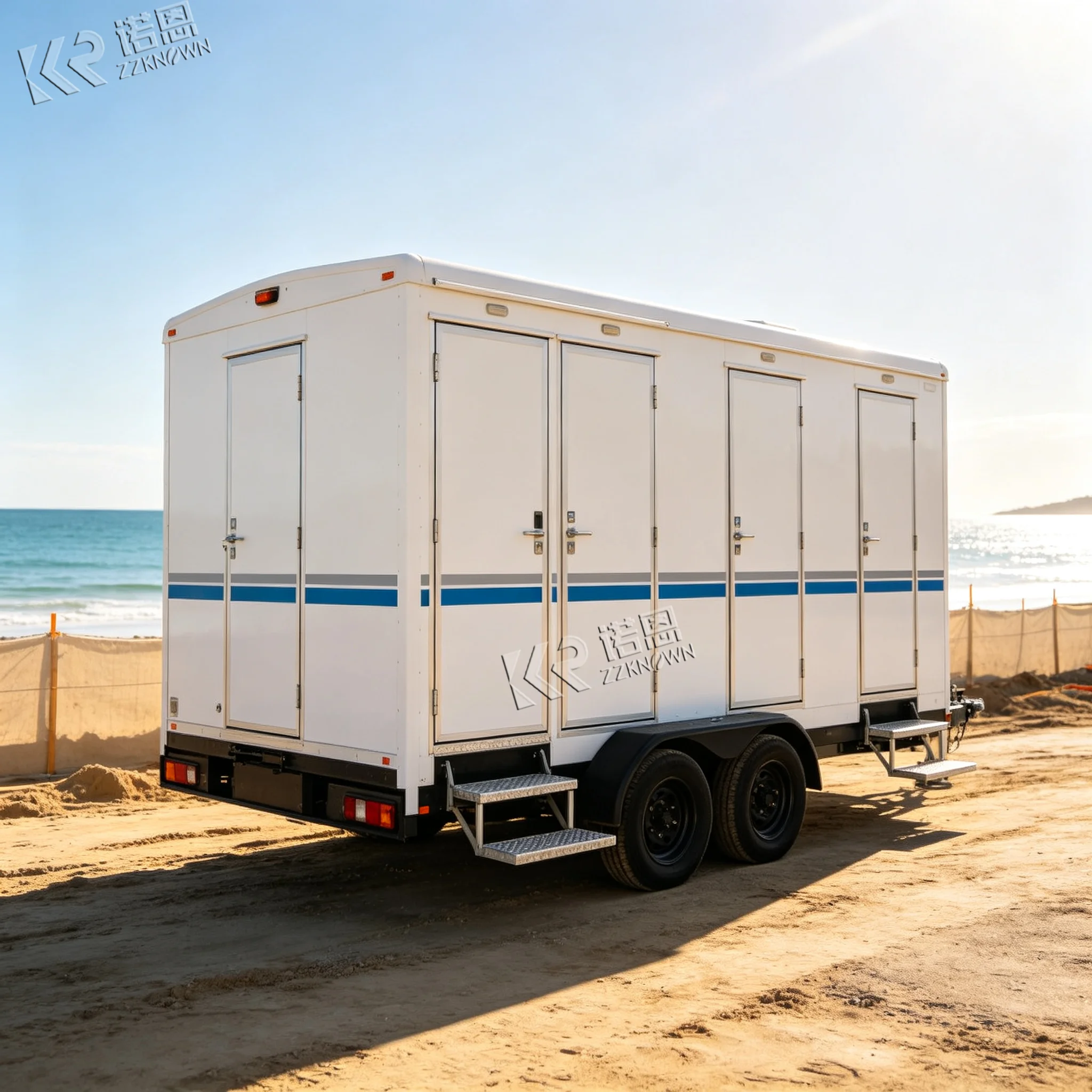 Modern Design Mobile Toilet Trailer Portable Washroom Trailer with Multiple Compartments