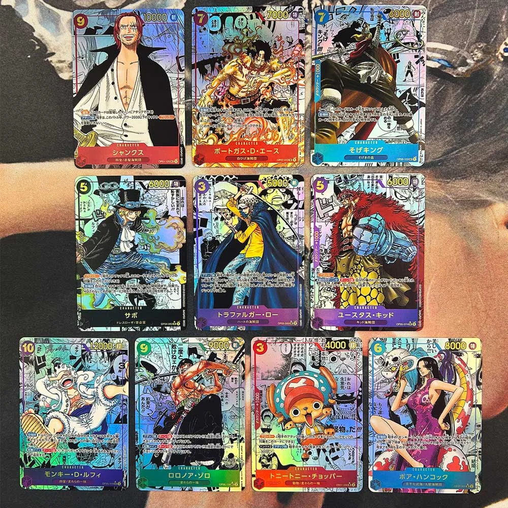 10pcs/set OPCG MANGA Collection Card Monkey D.Luffy Boa·Hancock Portgas D Ace Refractive Color Flash Card Child Gifts 63*88mm