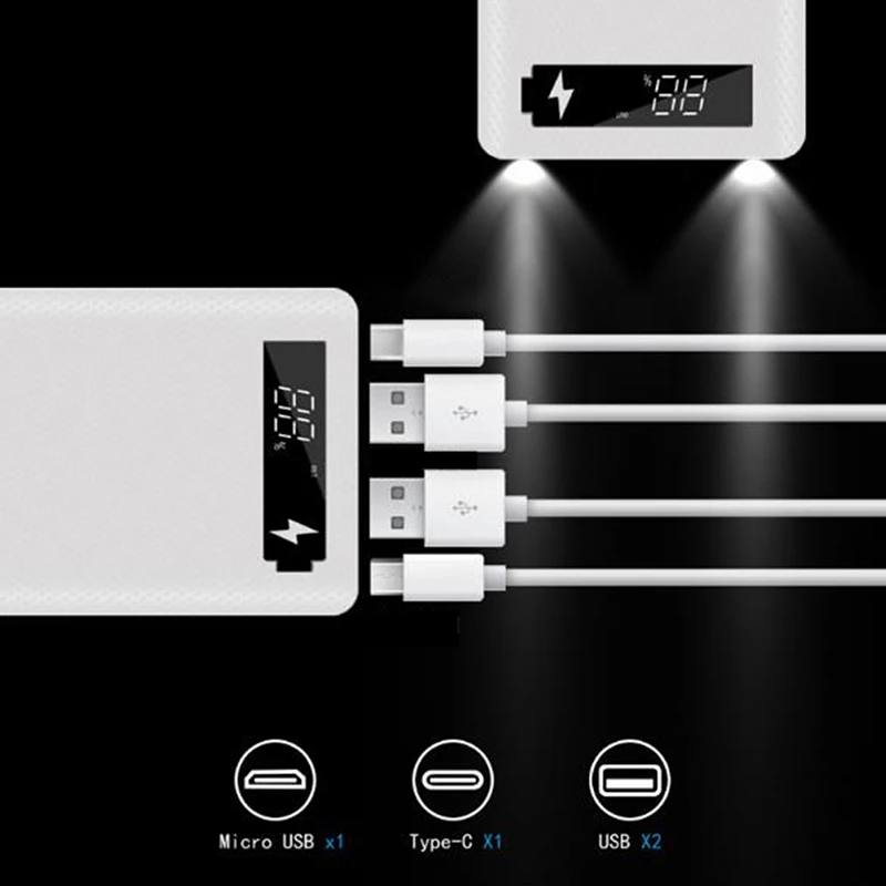 Imagem -06 - Portátil Banco de Energia Solar Caixa de Faça Você Mesmo Kit Dual Usb Carregador do Telefone Lanterna Banco de Potência 5x18650 Case