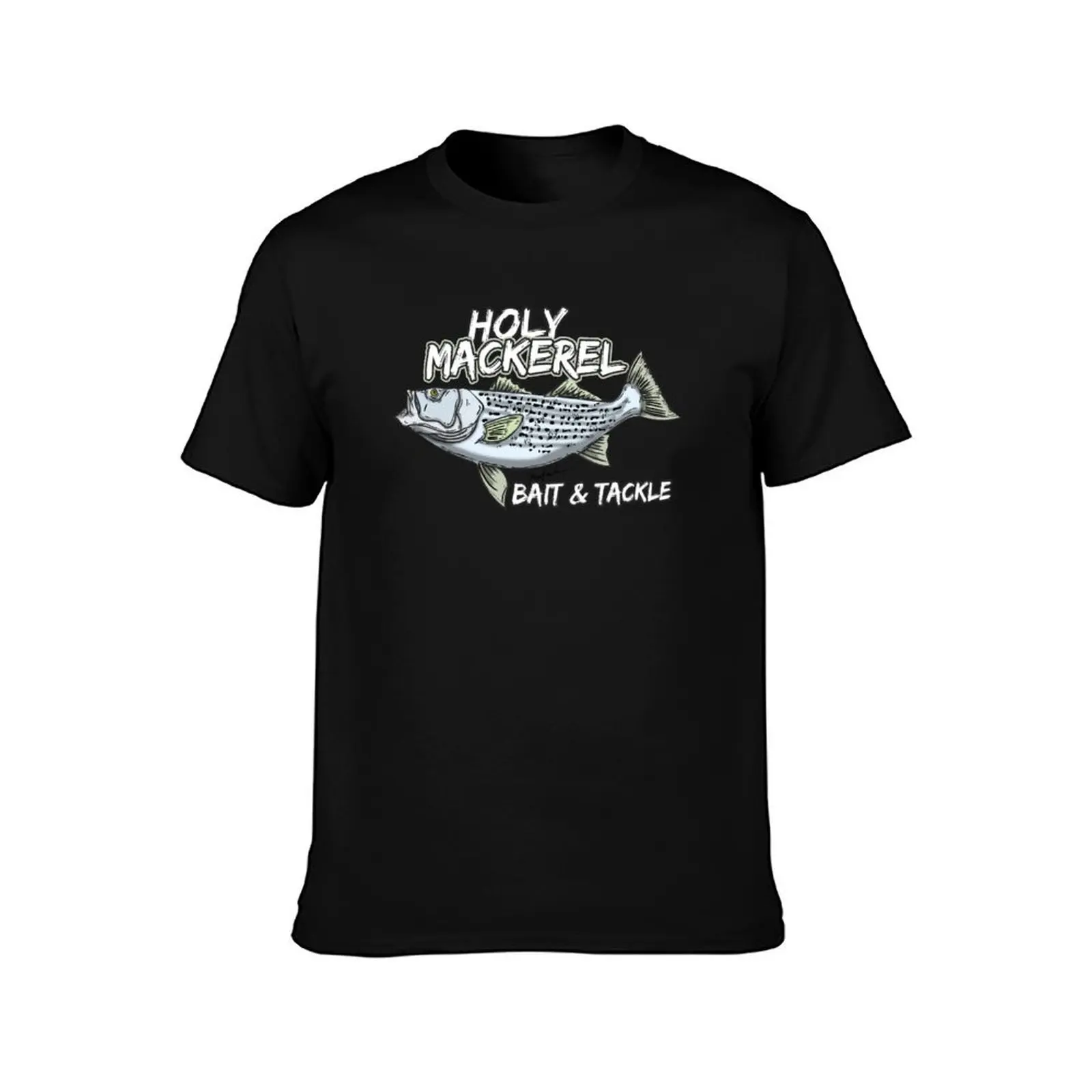 Holy Mackerel Bait And Tackle Striped Bass T-Shirt Fashion Graphic Tee for Men T-Shirt