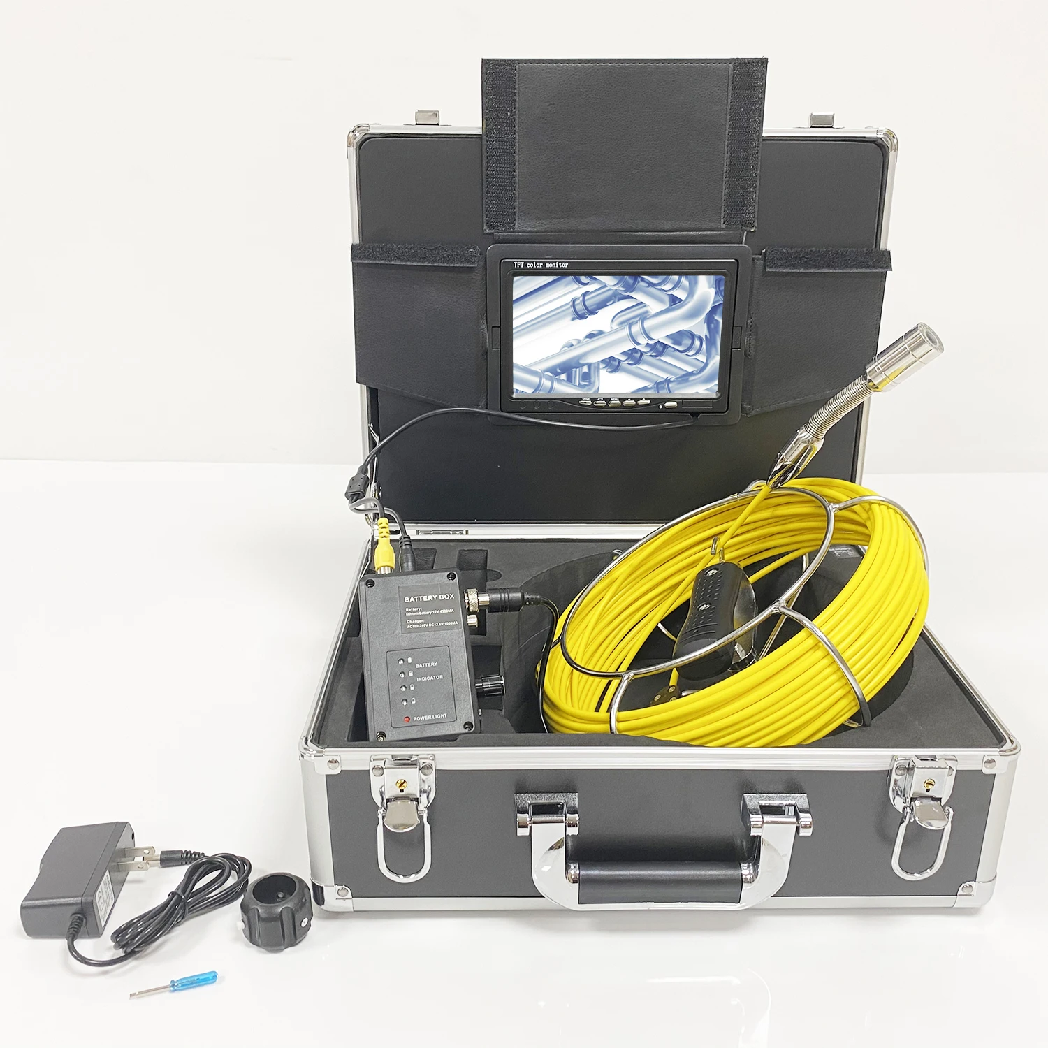 23mm Lens 7 Inch LCD 30M Sewer Drain Duct Plumbing Pipe Inspection Camera System With 12pcs LED Lights 1200 TVL Waterproof IP68