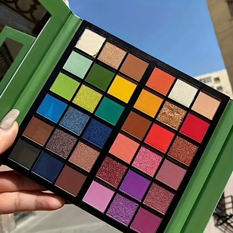 36-Farben-Lidschatten-Palette, mattschimmernde und hochglänzende Wirkung, gemischtes Farbsystem, wasserfestes und schweißfestes, bühnenfertiges Make-up