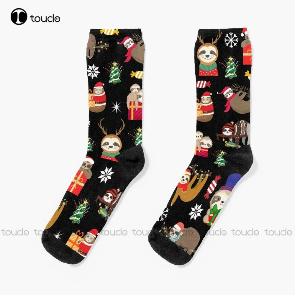 Sloth Christmas Socks Novelty Socks For Women Personalized Custom Unisex Adult Teen Youth Socks Custom Gift Streetwear Funny