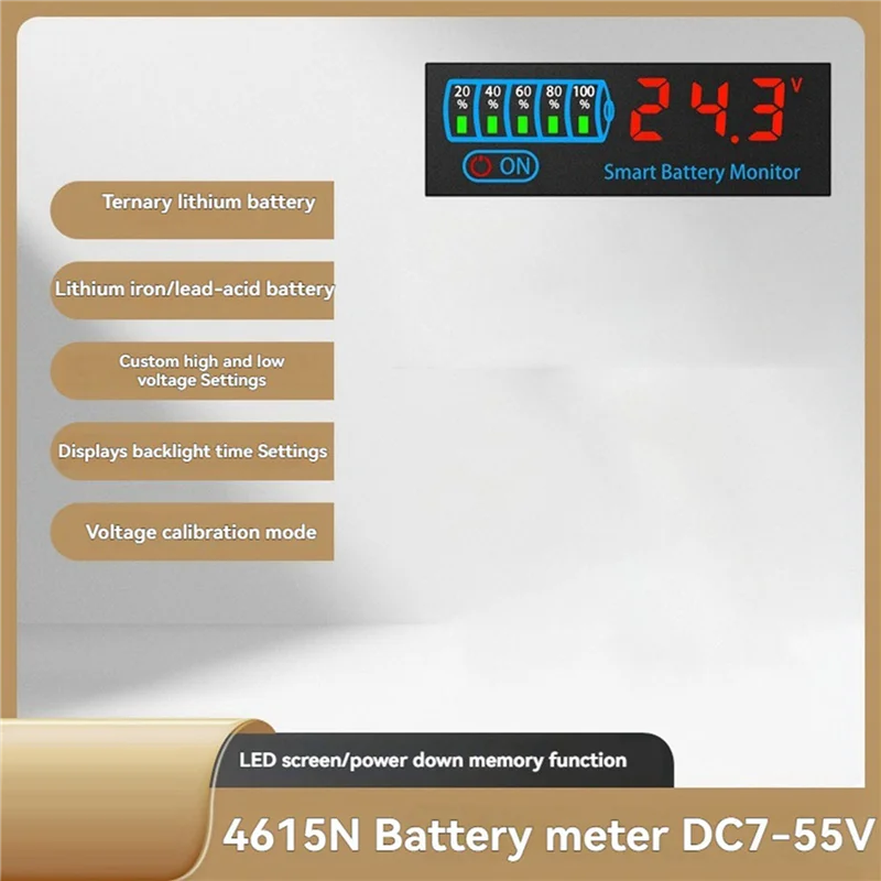 BMBY-2X 18650 Li- Lipo Lithium Test 7-55V Acid Battery Level Indicator Tester Leddisplay Meter Module,C