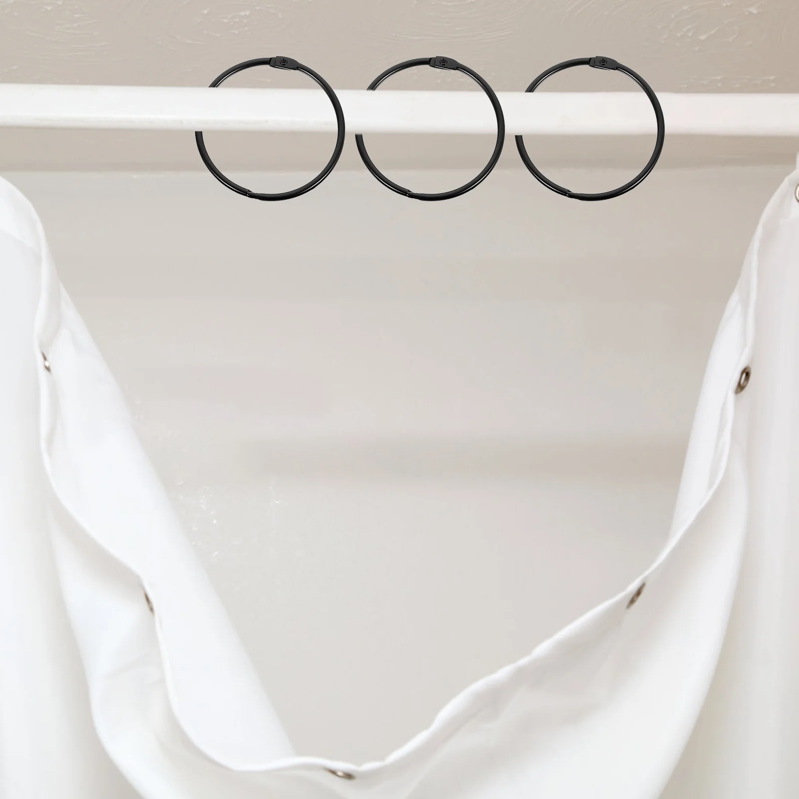 

24pcs Shower Rings Rustproof Metal Hanging Ring Closure For Bathroom Curtain Rod Rings Pendant Household Curtain