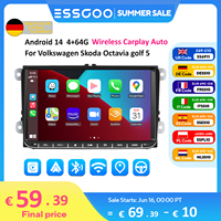 ESSGOO Android 14 Car Radio For Volkswagen Passat b6 b7 golf 5 6 Polo Jetta Skoda Car Multimedia Player GPS WiFi RDS Carplay
