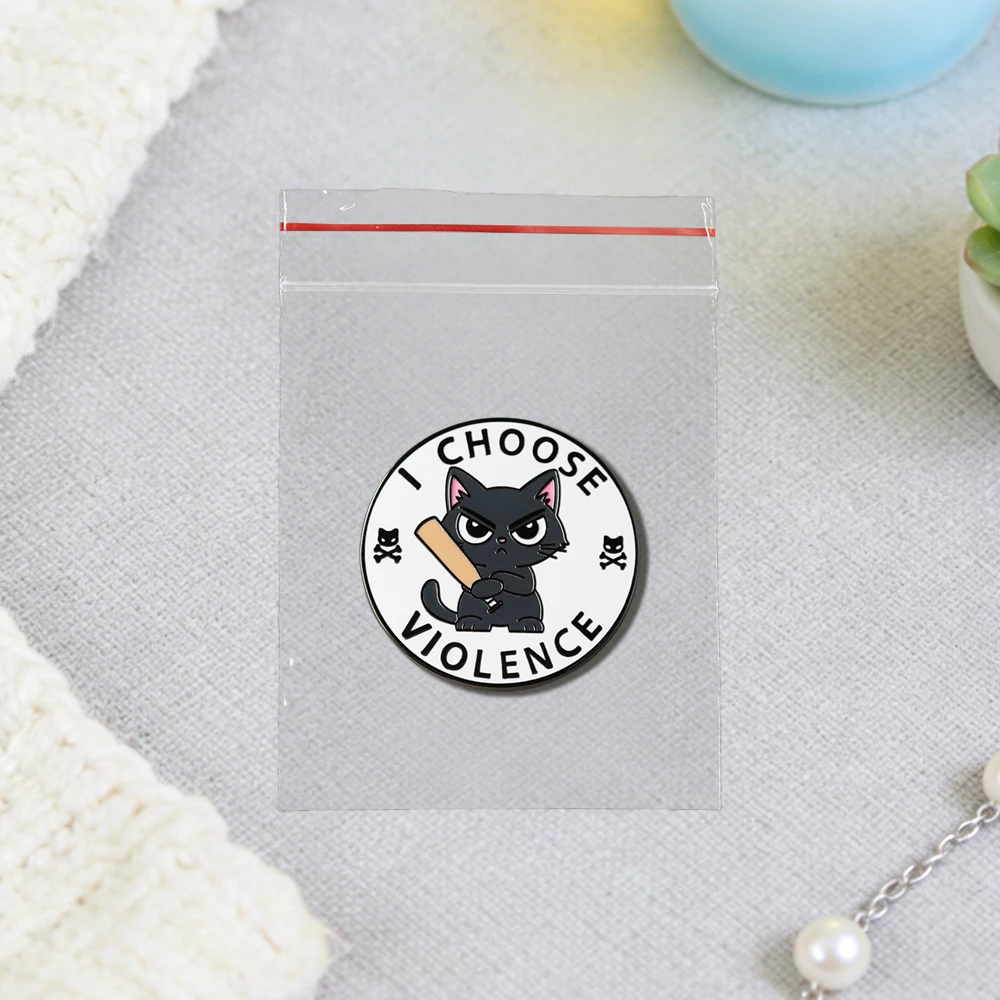 Ich wähle Gewalt - Niedliche, wütende schwarze Katzenbrosche mit humorvollem Gesichtsausdruck - Das perfekte Geschenk für Katzenliebhaber - Modeaccessoire – Detail 14