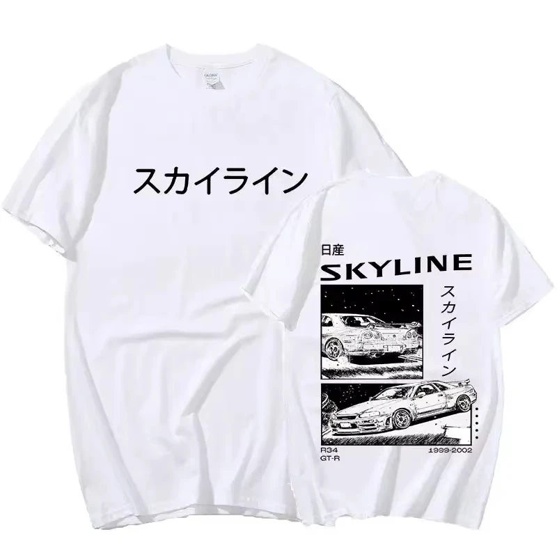 Men's Cotton T-Shirt Drift Japan Anime AE86 Inifirst D Summer T-Shirt Unisex R34 Skyline GTR JDM Oversized Print T Shirts