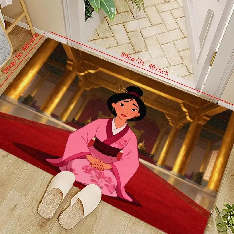 

1PC Mulan Style Princess Cartoon Floor Mat, Pink Kimono Anime Girl Area Rug, Soft Non-slip Washable Entryway Doormat for Home De