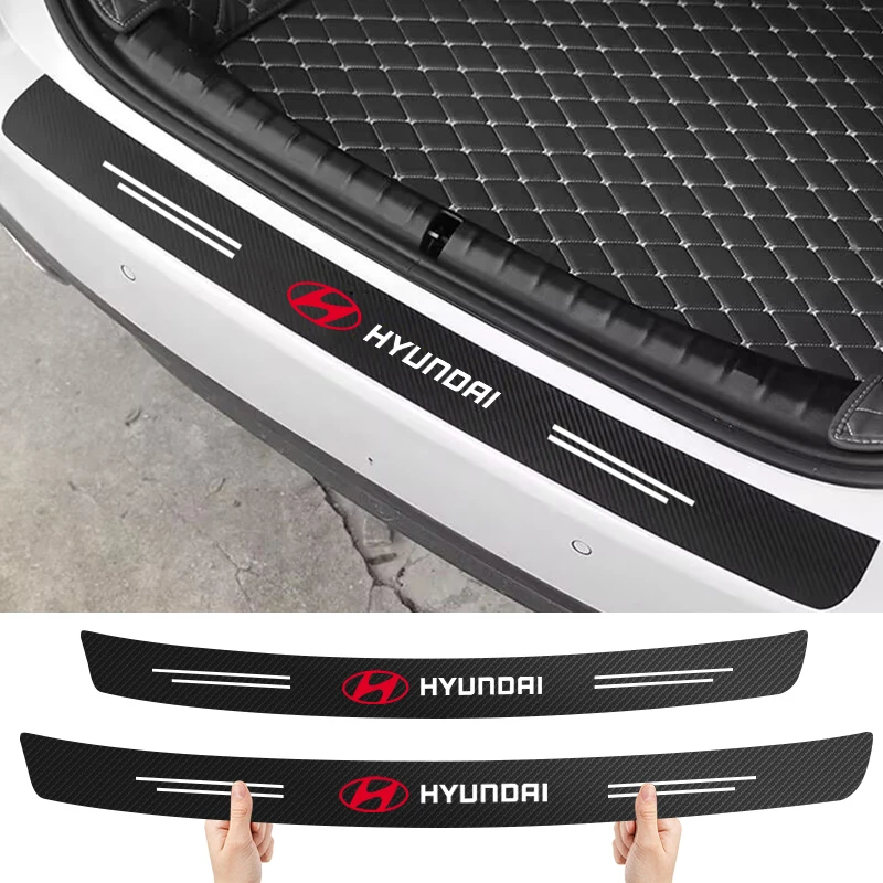 

Carbon Fiber Car Rear Trunk Bumper Guard Stickers For Hyundai I30 I20 IX35 I40 Tucson Getz Sonata Veloster Elantra Solaris Creta